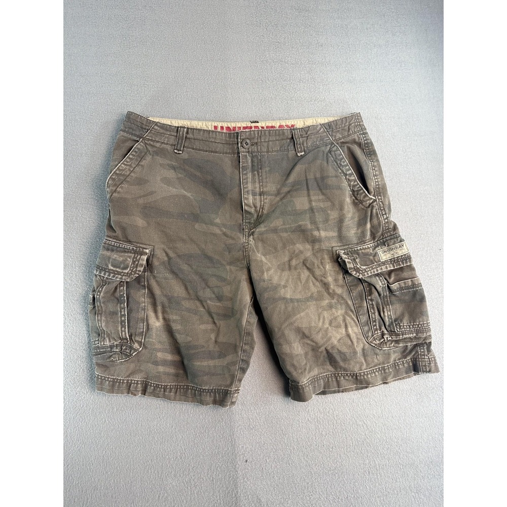 UNION BAY Camo Cargo Shorts Mens 40 Green Canvas Relaxed 12 Inseam Casual Summer